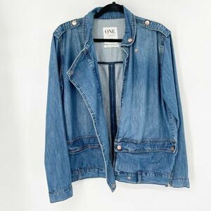 One Teaspoon Urban Outfitters Slouchy Denim Jean Jacket Sz S‎ Blue Pockets Snaps